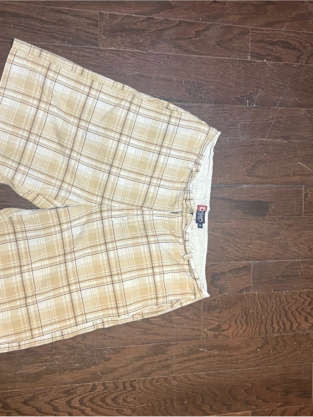 Chaps Beige and White Plaid Shorts